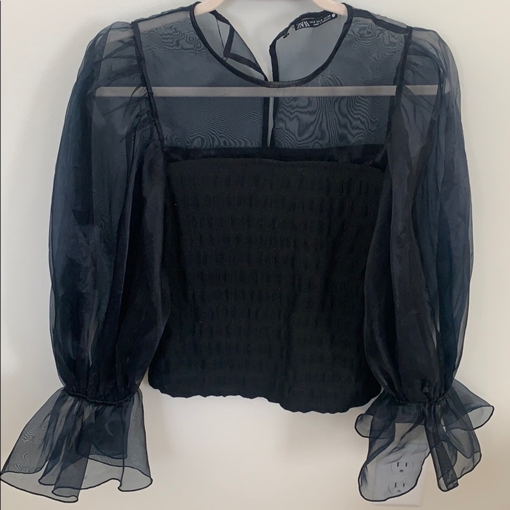 ZARA CHIFFON BUBBLE/BALLOON SLEEVE